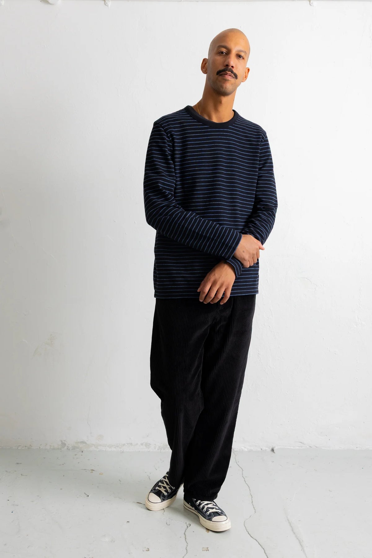 Textured Stripe T-Shirt - Black/Soft Blue