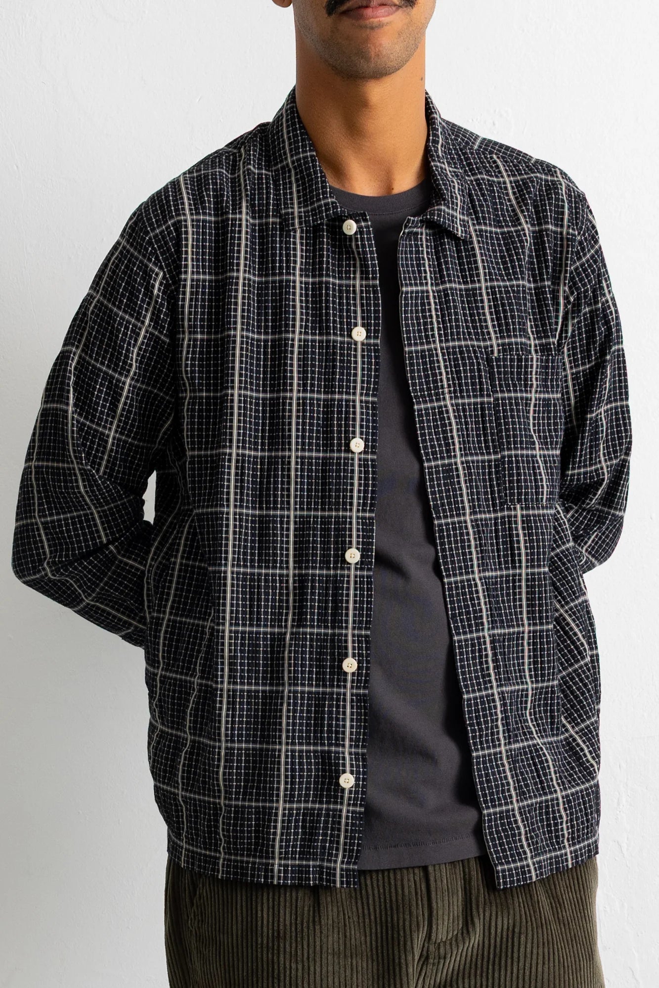Patch Shirt - Black Windowpane Check