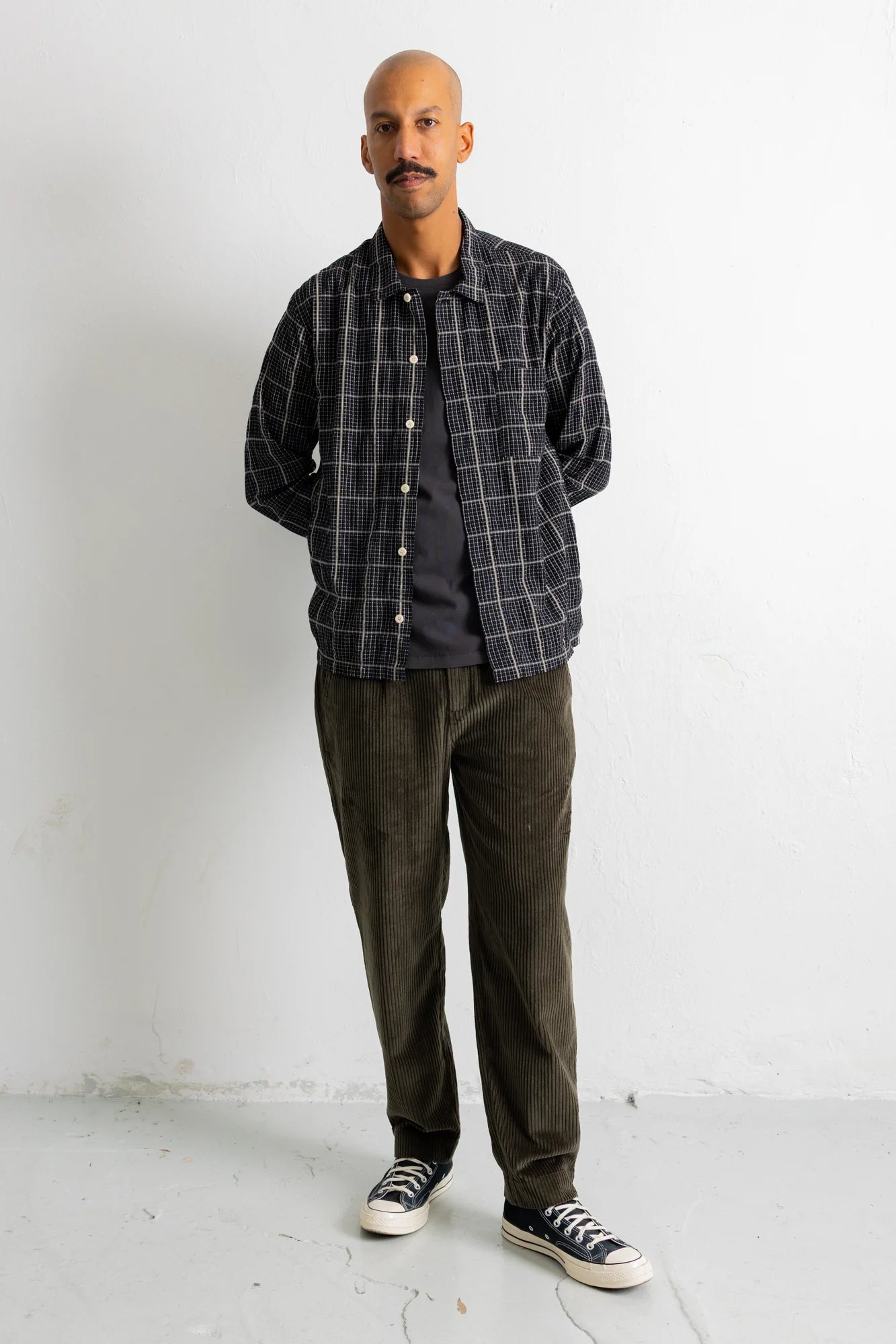 Patch Shirt - Black Windowpane Check