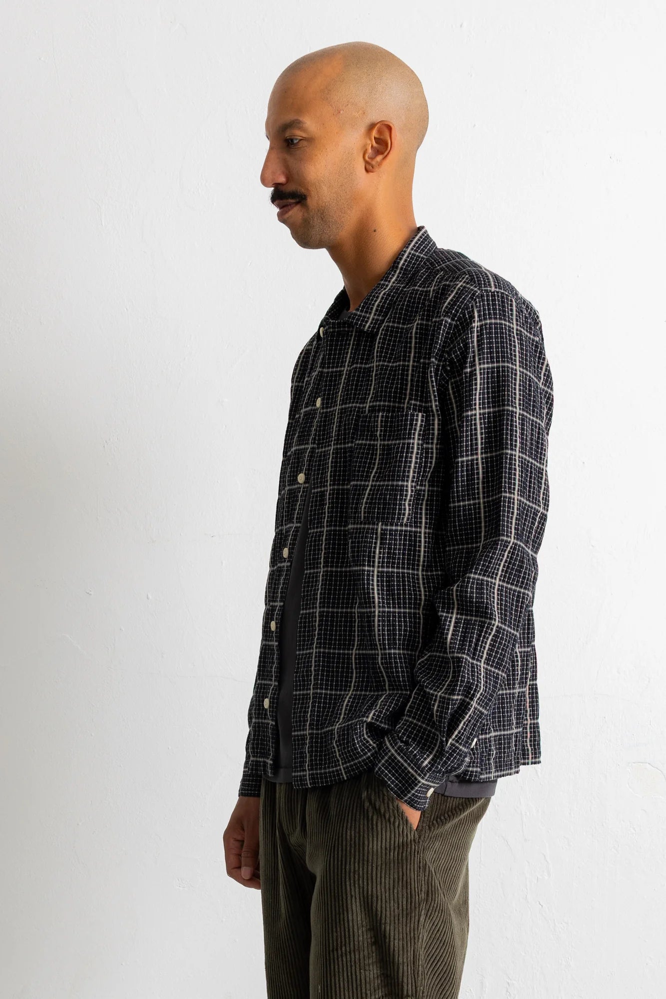Patch Shirt - Black Windowpane Check