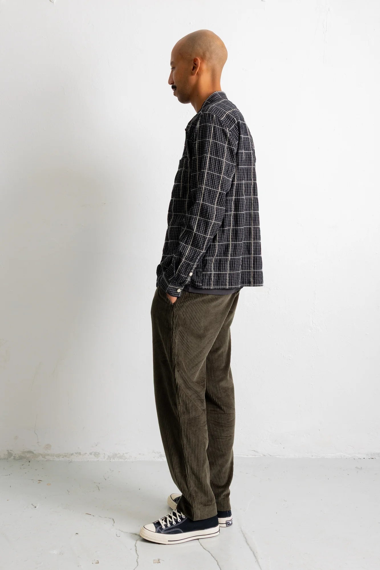 Patch Shirt - Black Windowpane Check
