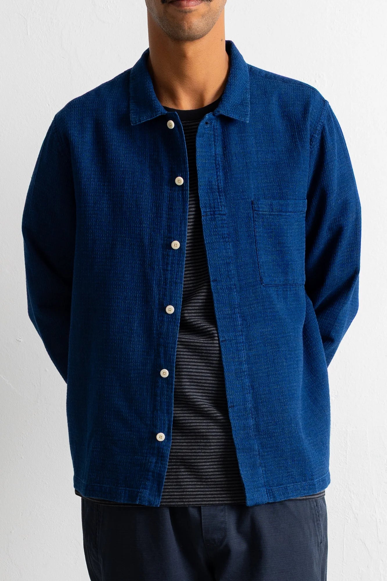 Patch Shirt - Indigo Basketweave