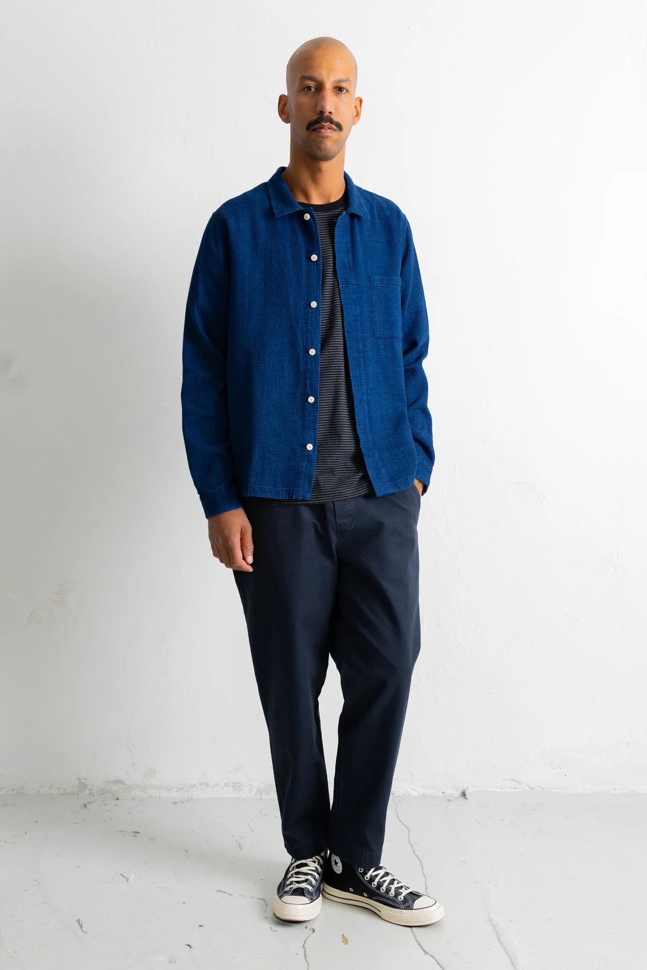 Patch Shirt - Indigo Basketweave