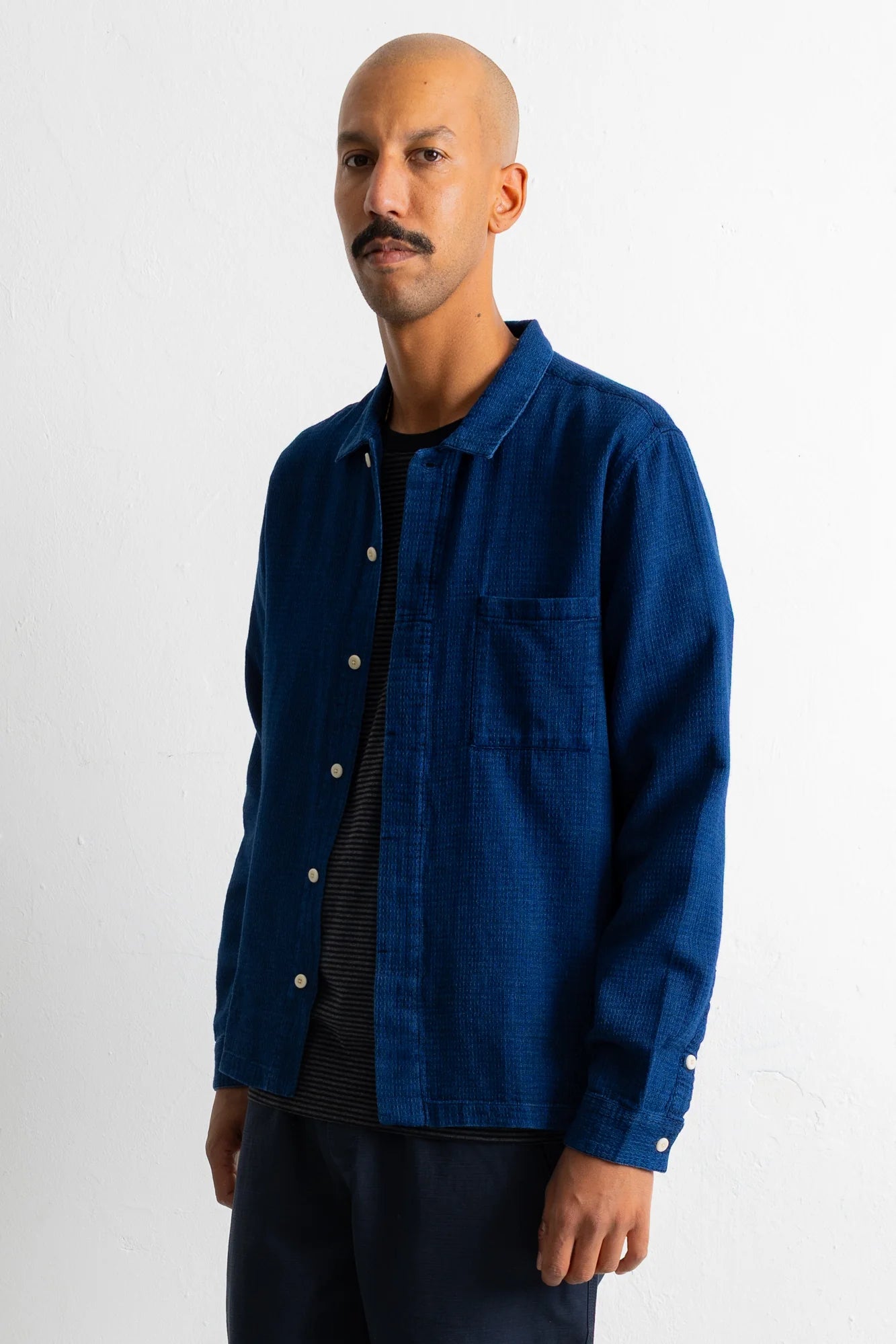 Patch Shirt - Indigo Basketweave
