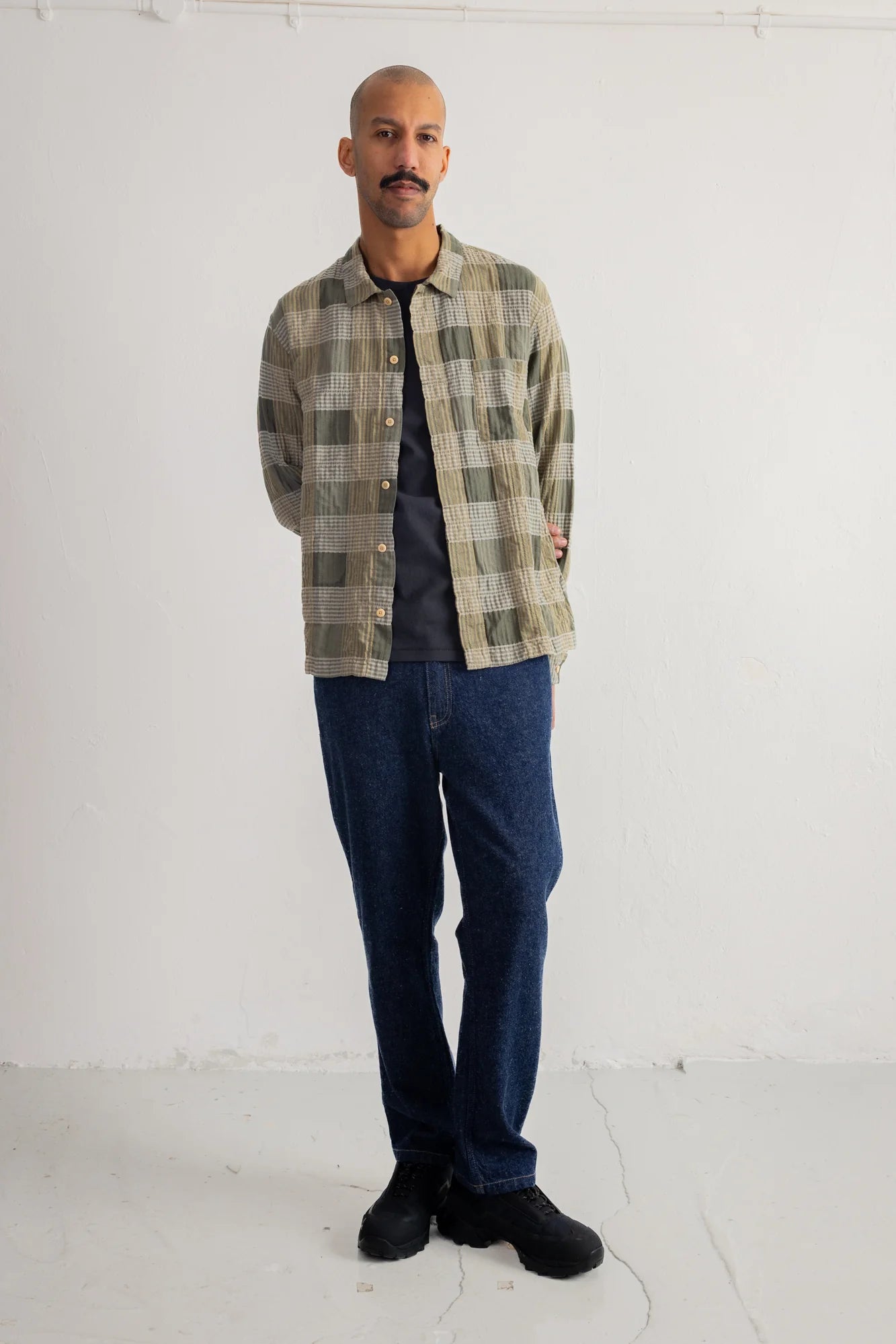 Patch Shirt - Sage Multicheck