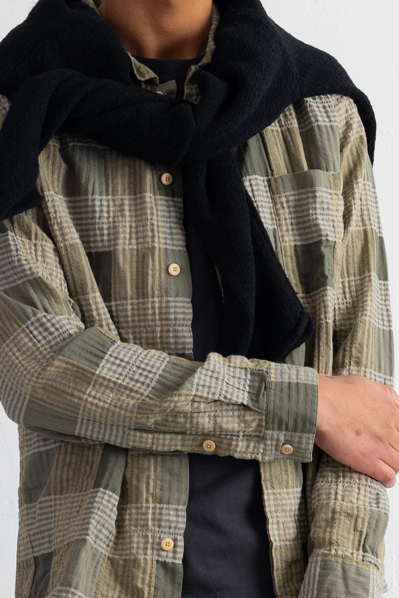 Patch Shirt - Sage Multicheck