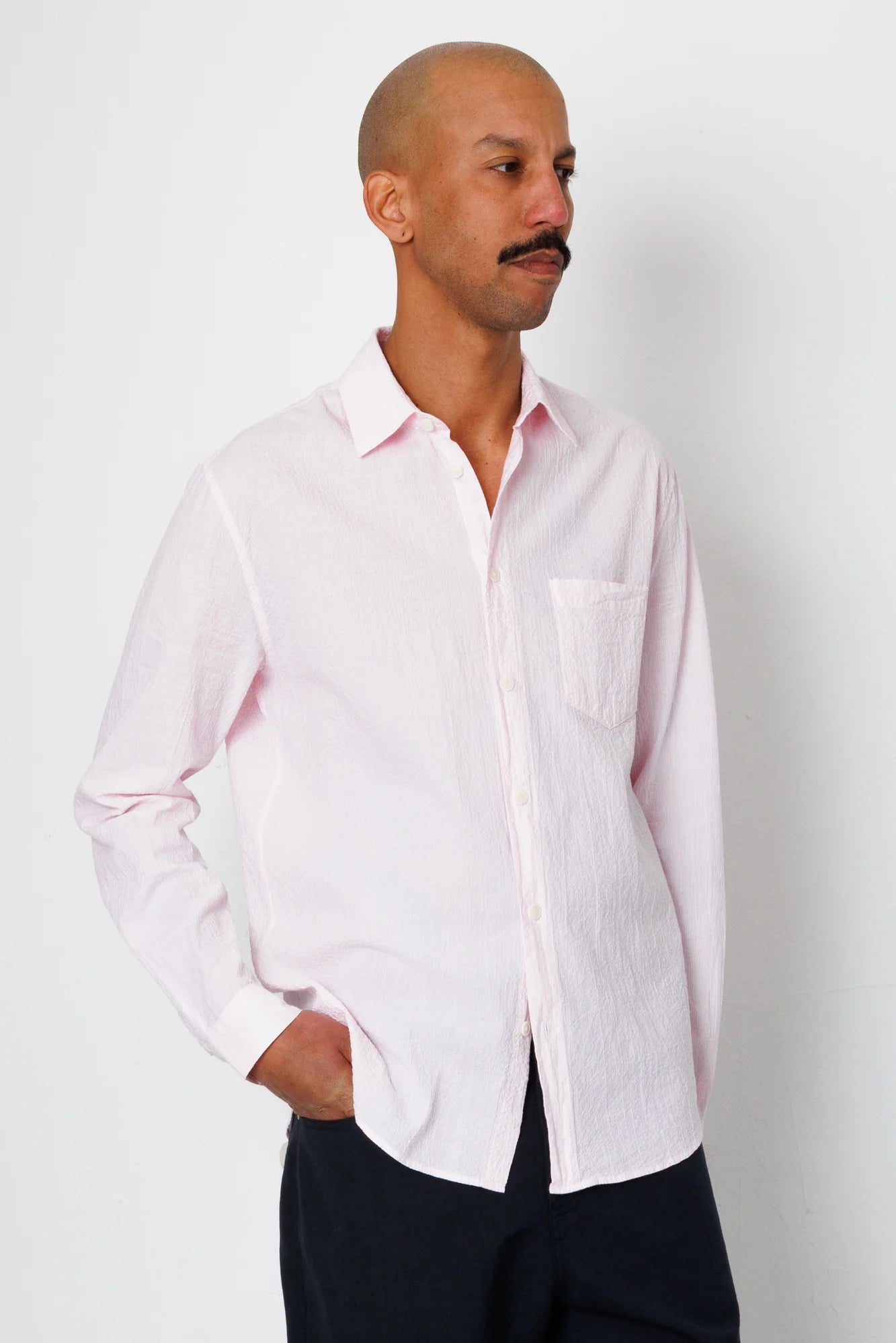 Relaxed Fit Shirt - Pink Fine Stripe