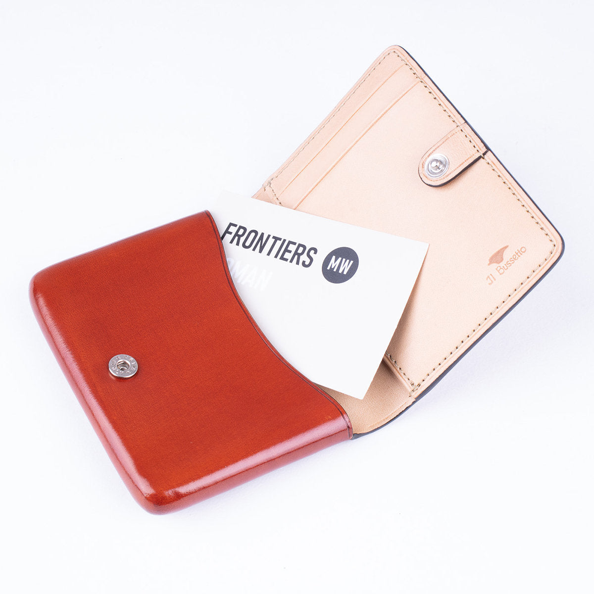 Bifold Button Card Holder - Coral Red