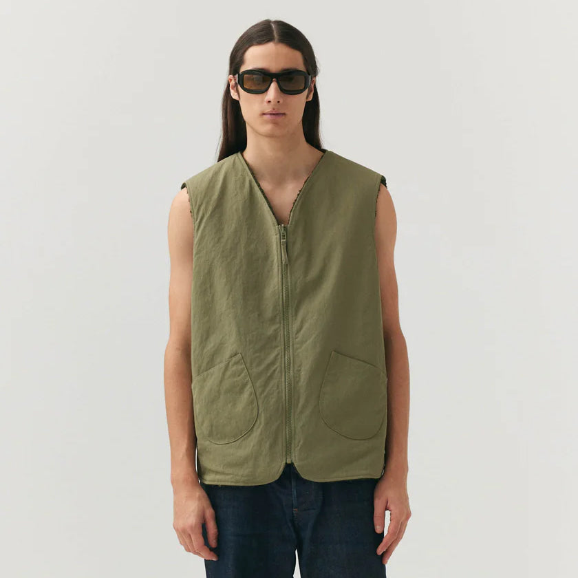 G-Lait Bonded Fleece Reversible Gilet - Light Army