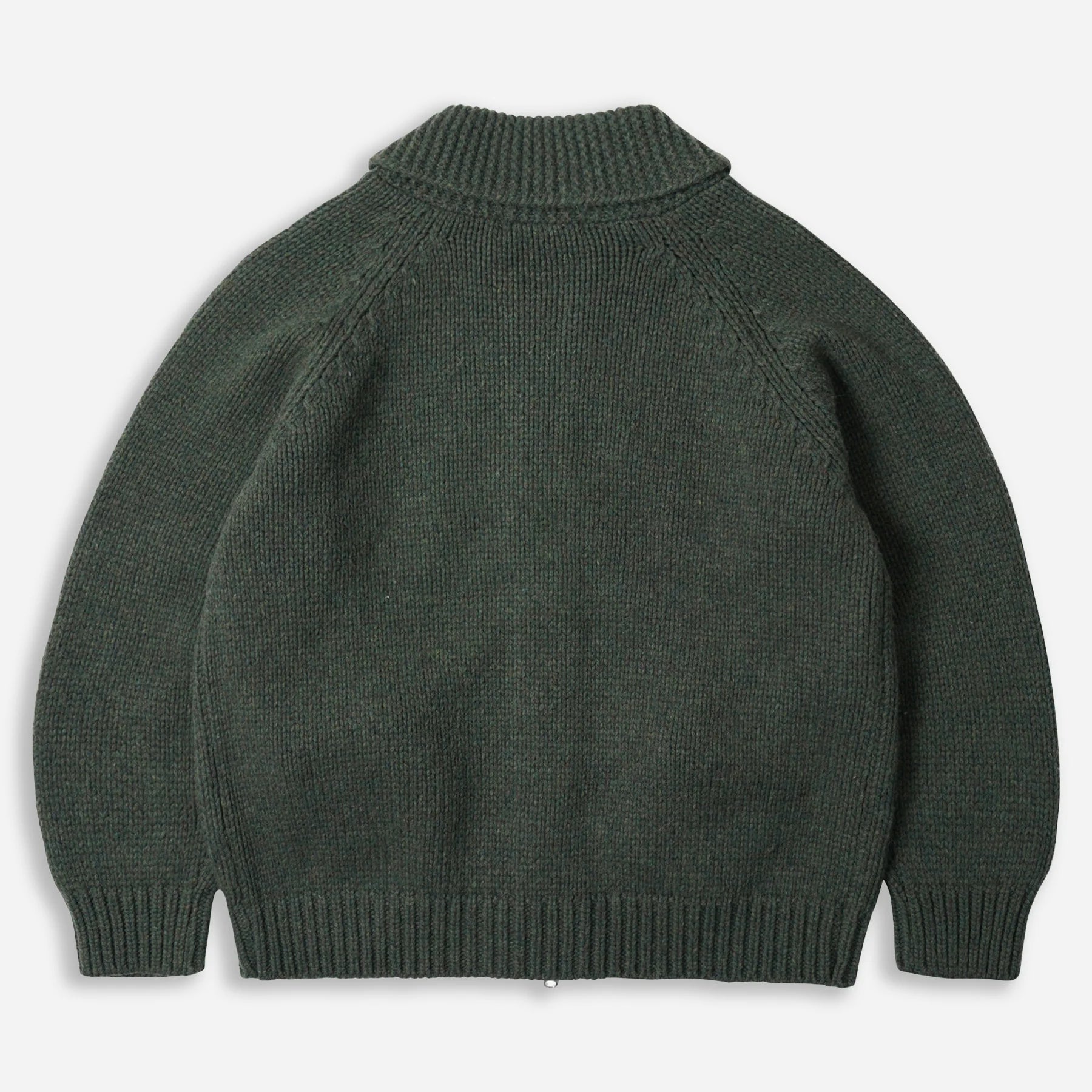 Wool Heavy Cowichan Zipup Cardigan - Forest Green