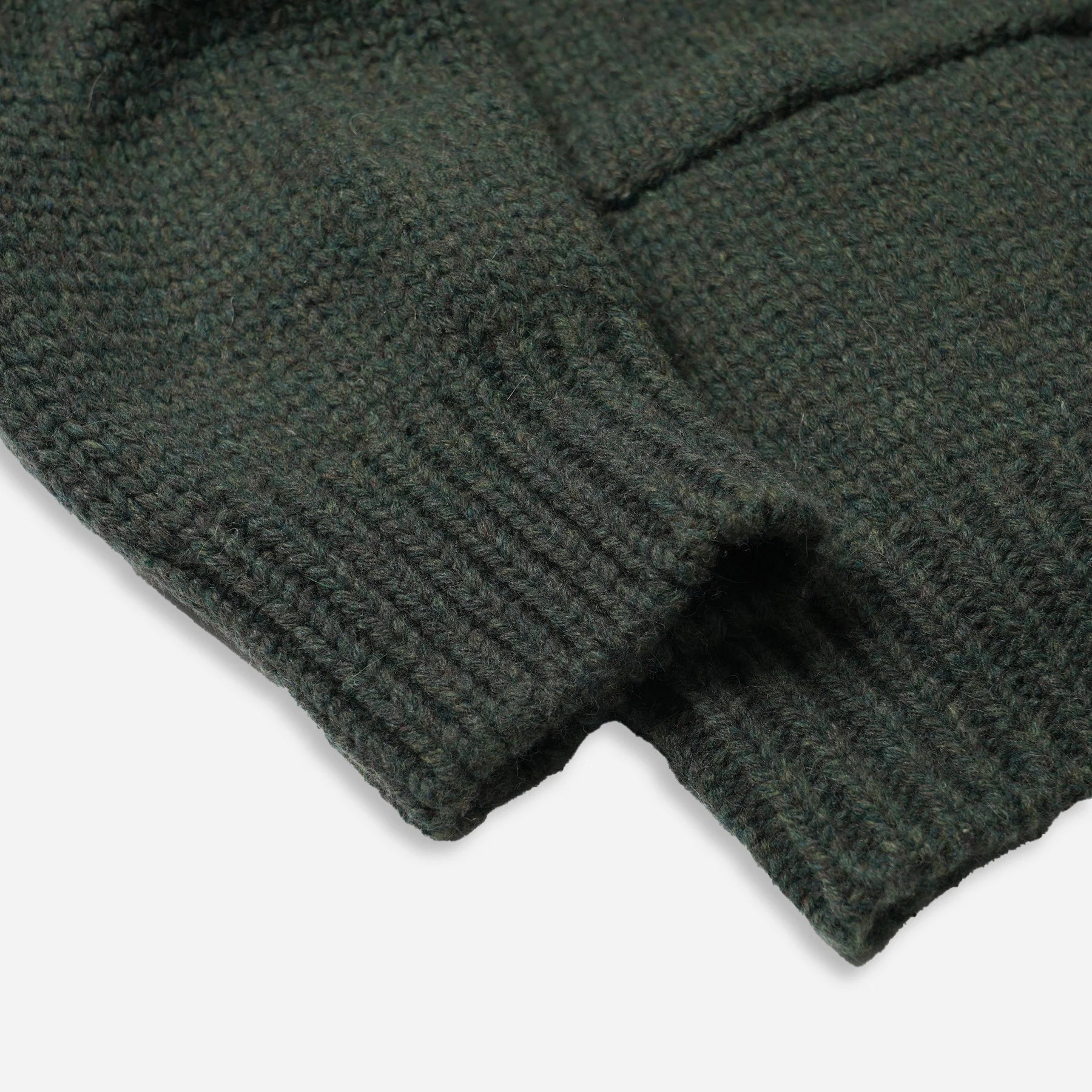 Wool Heavy Cowichan Zipup Cardigan - Forest Green