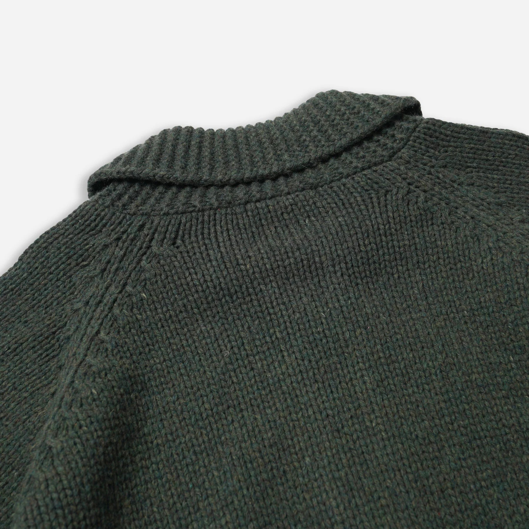 Wool Heavy Cowichan Zipup Cardigan - Forest Green