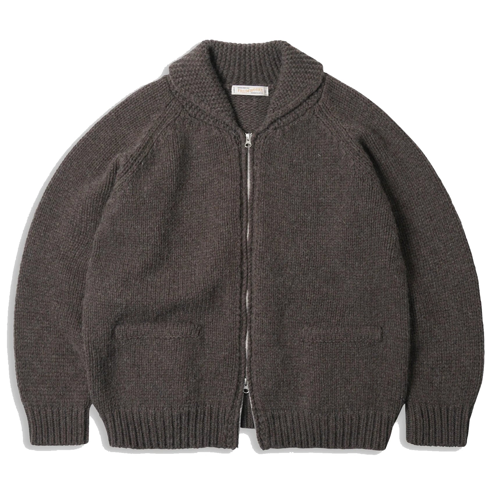 Wool Heavy Cowichan Zipup Cardigan - Sephia