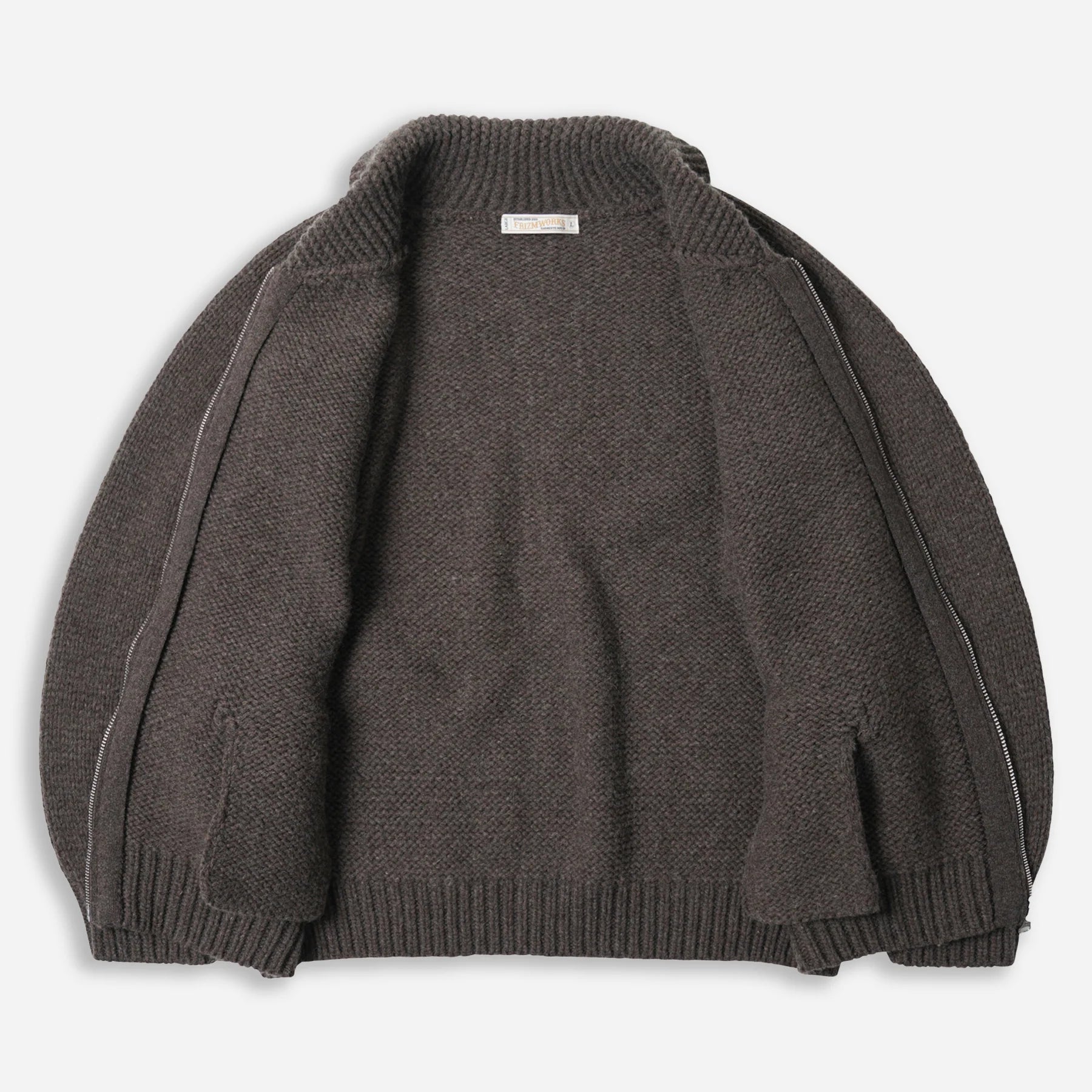 Wool Heavy Cowichan Zipup Cardigan - Sephia