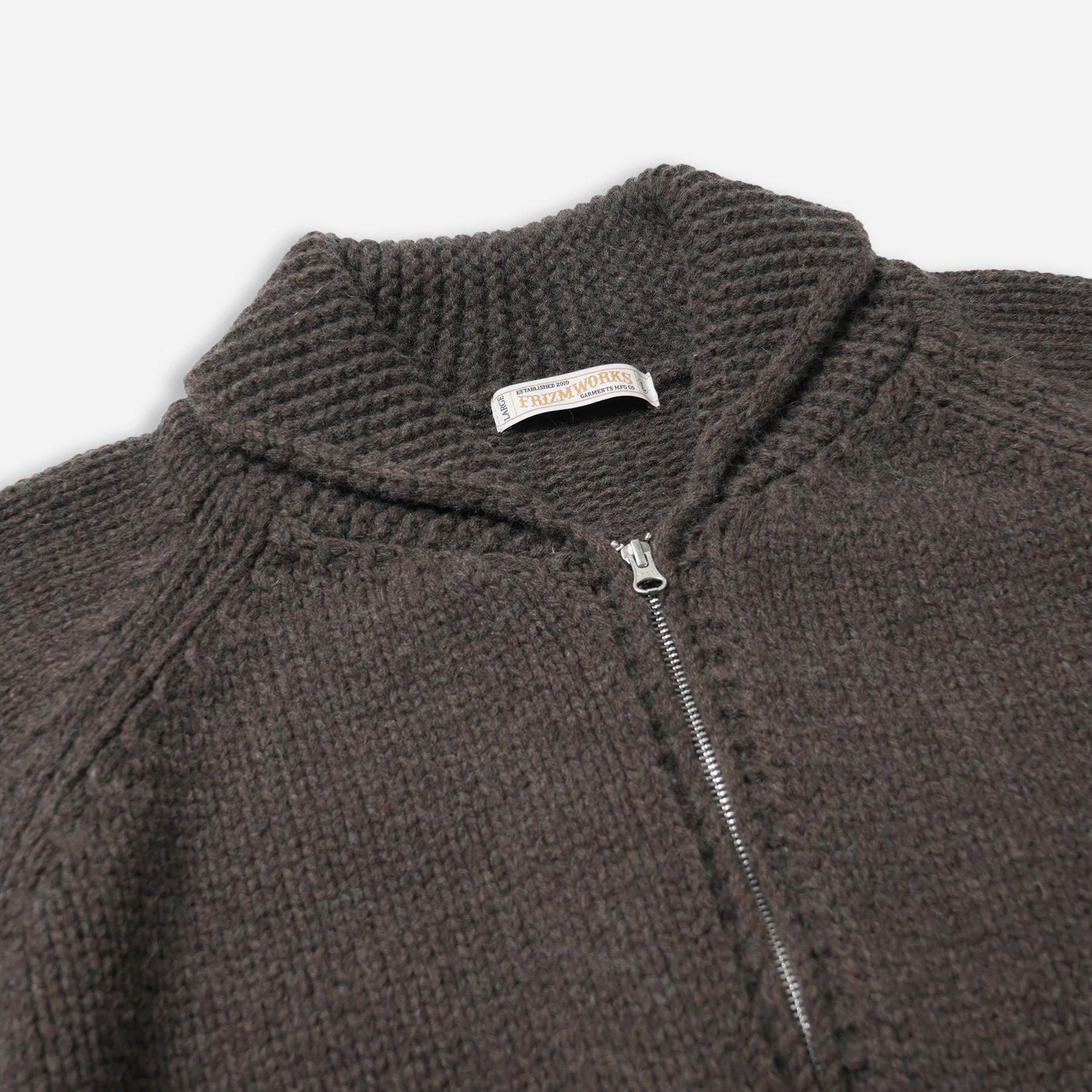 Wool Heavy Cowichan Zipup Cardigan - Sephia