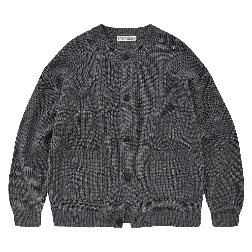 Wool Heavy Wool Round Cardigan - Dark Grey