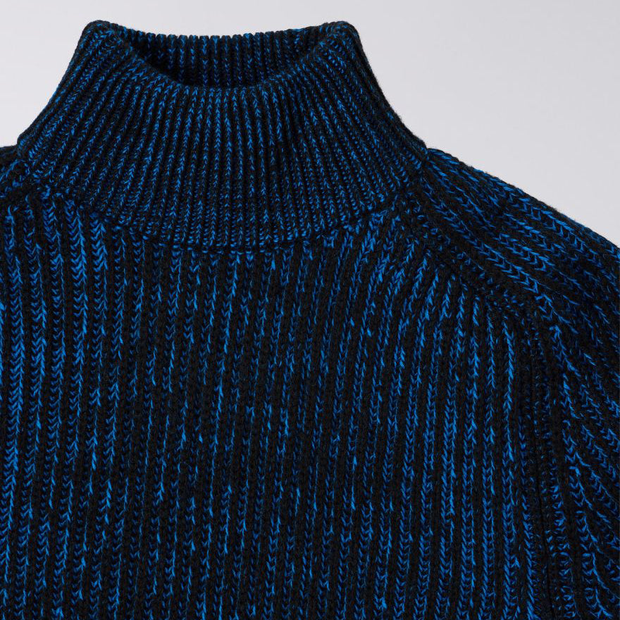 Roni High Collar Sweater - Black/Blue
