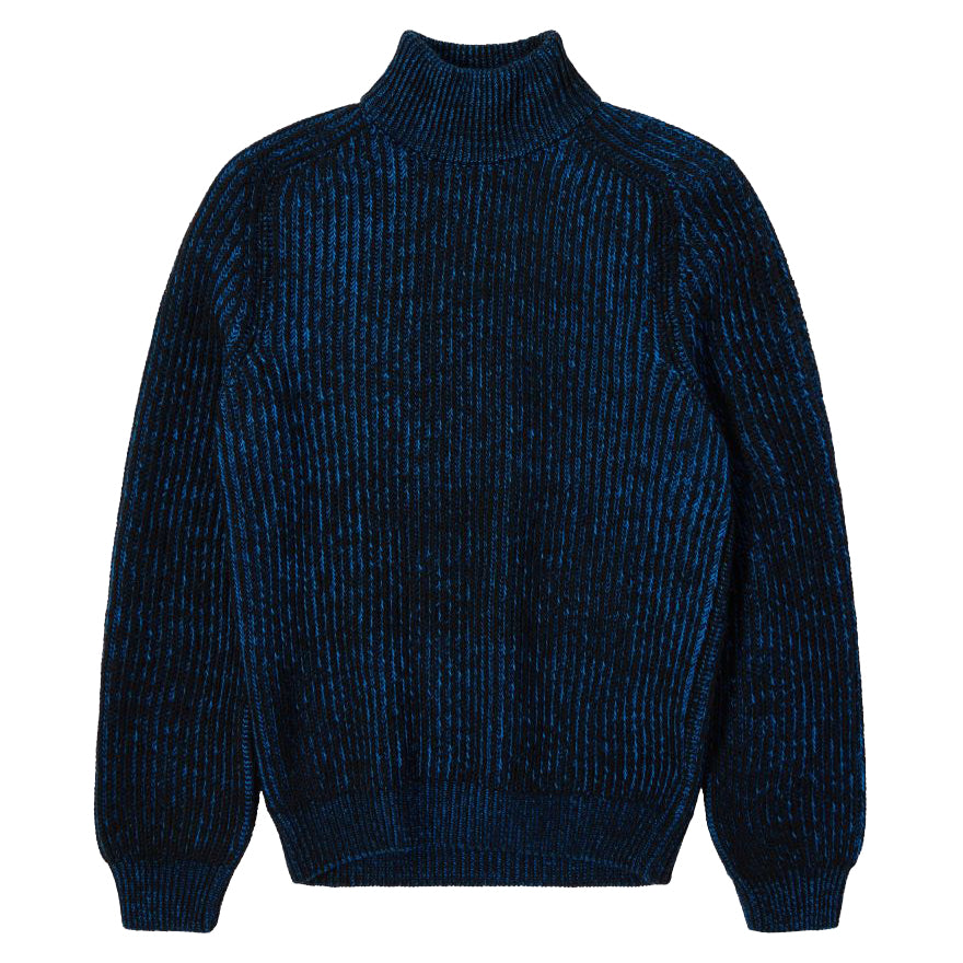Roni High Collar Sweater - Black/Blue