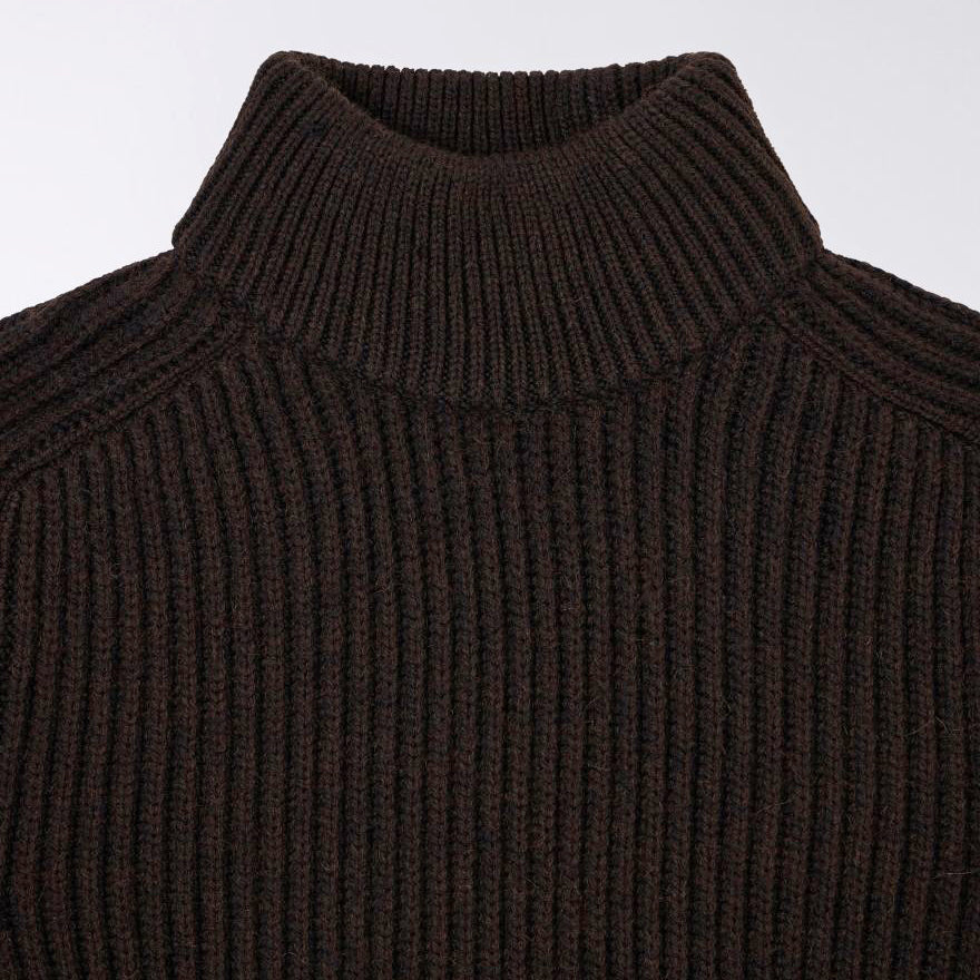 Roni High Collar Sweater - Dark Brown