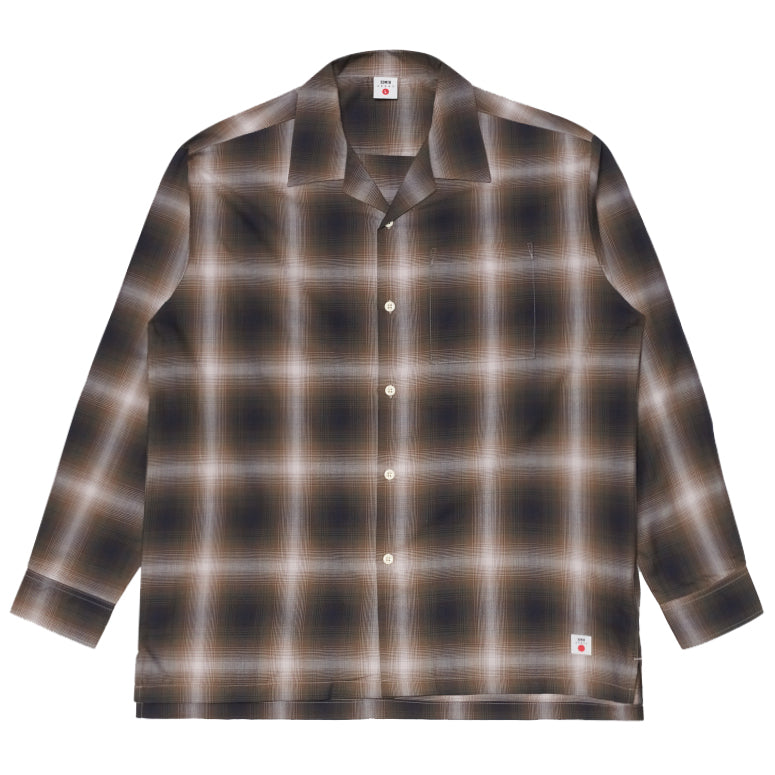 Open Collar Shirt - Brown/Grey