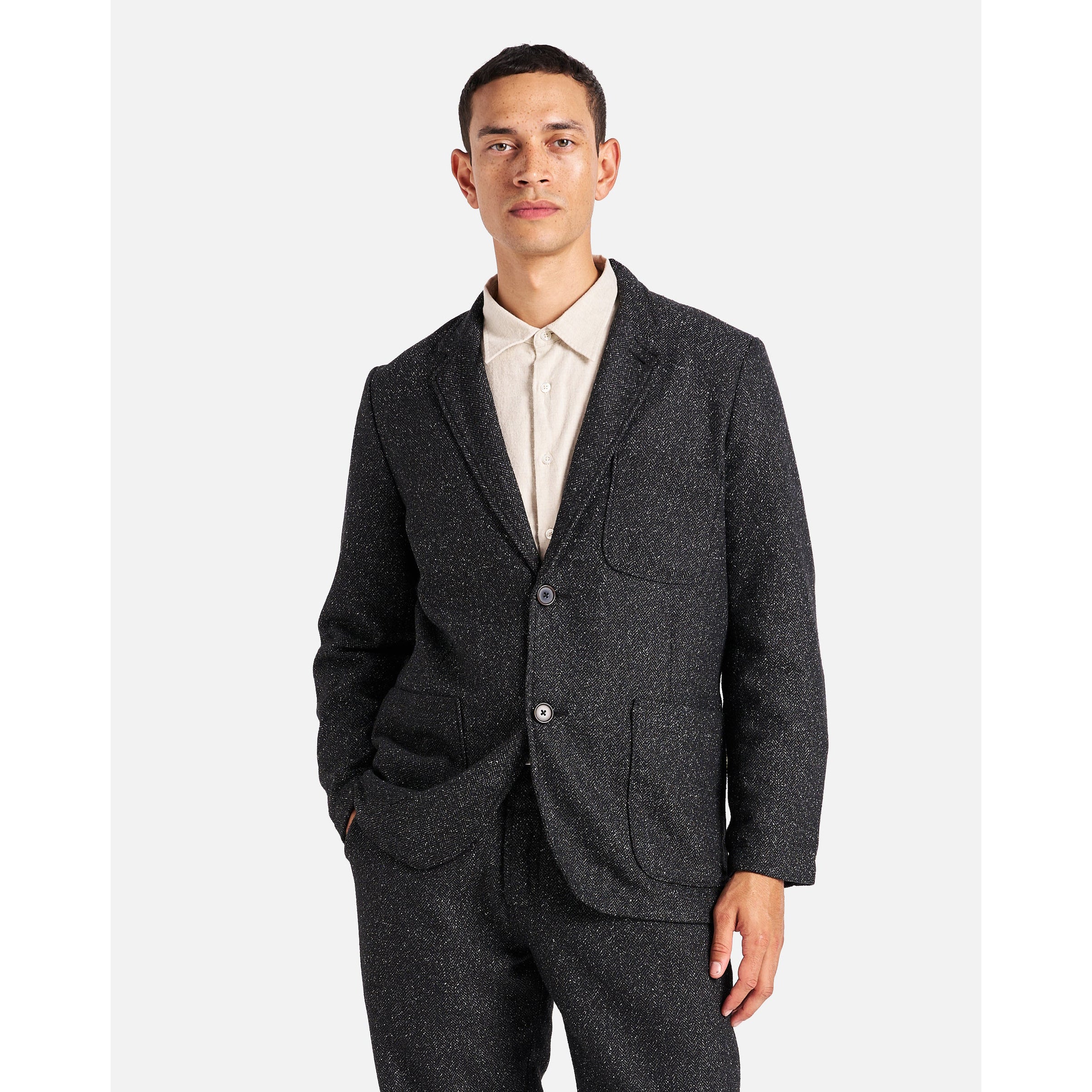 Two Button Jacket - Black Levisham Wool