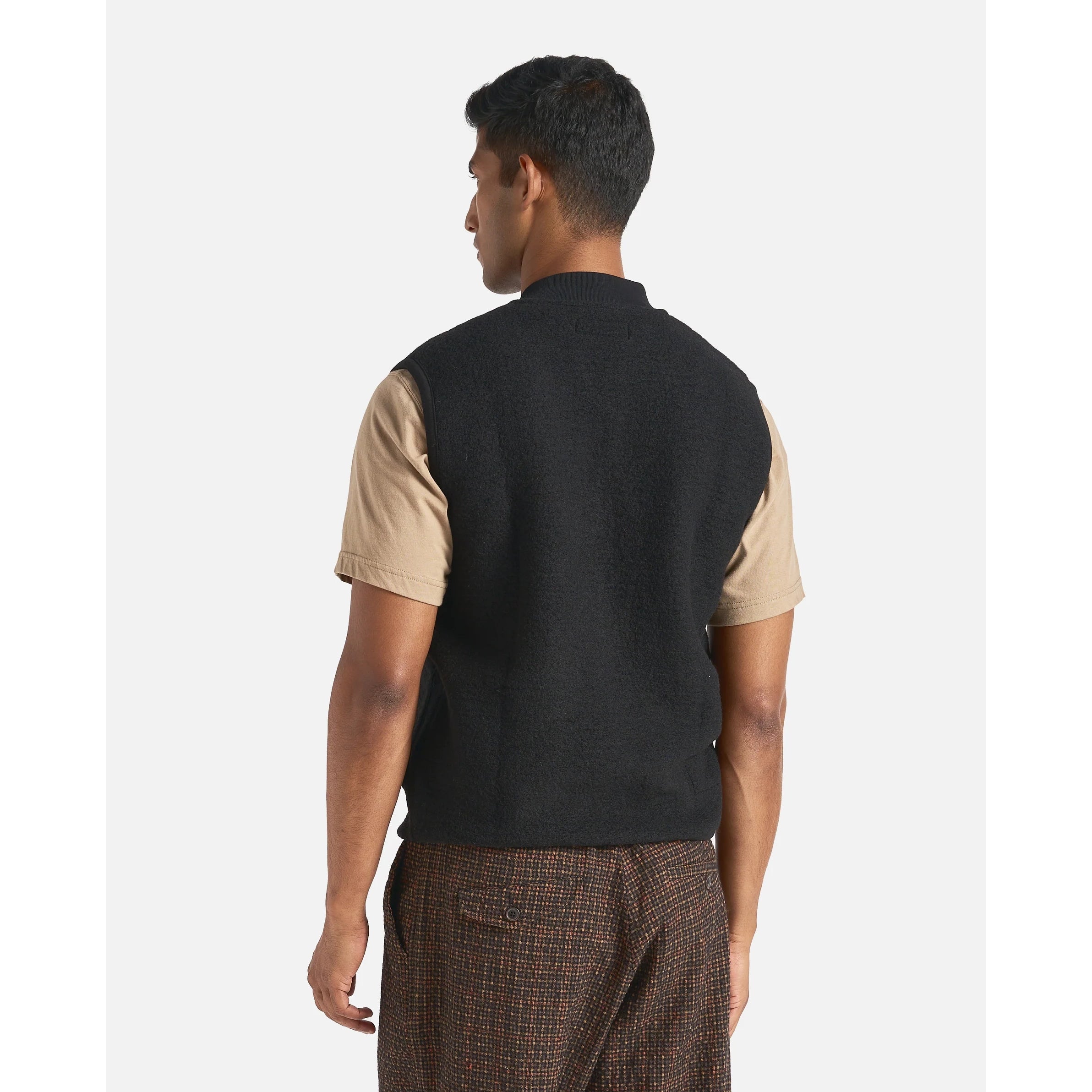 Zip Waistcoat - Black Wool Fleece