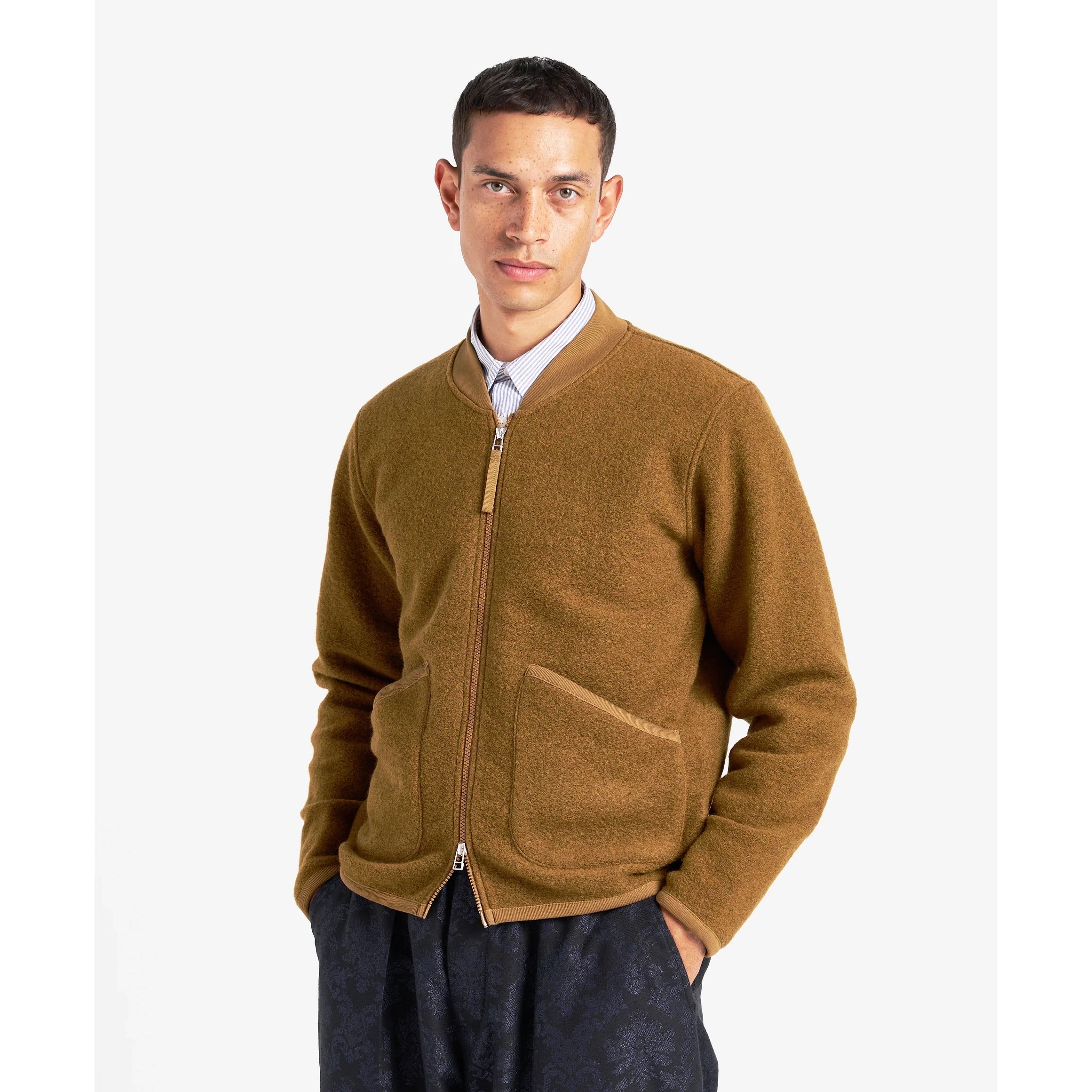 Zip Bomber - Mustard Wool Fleece