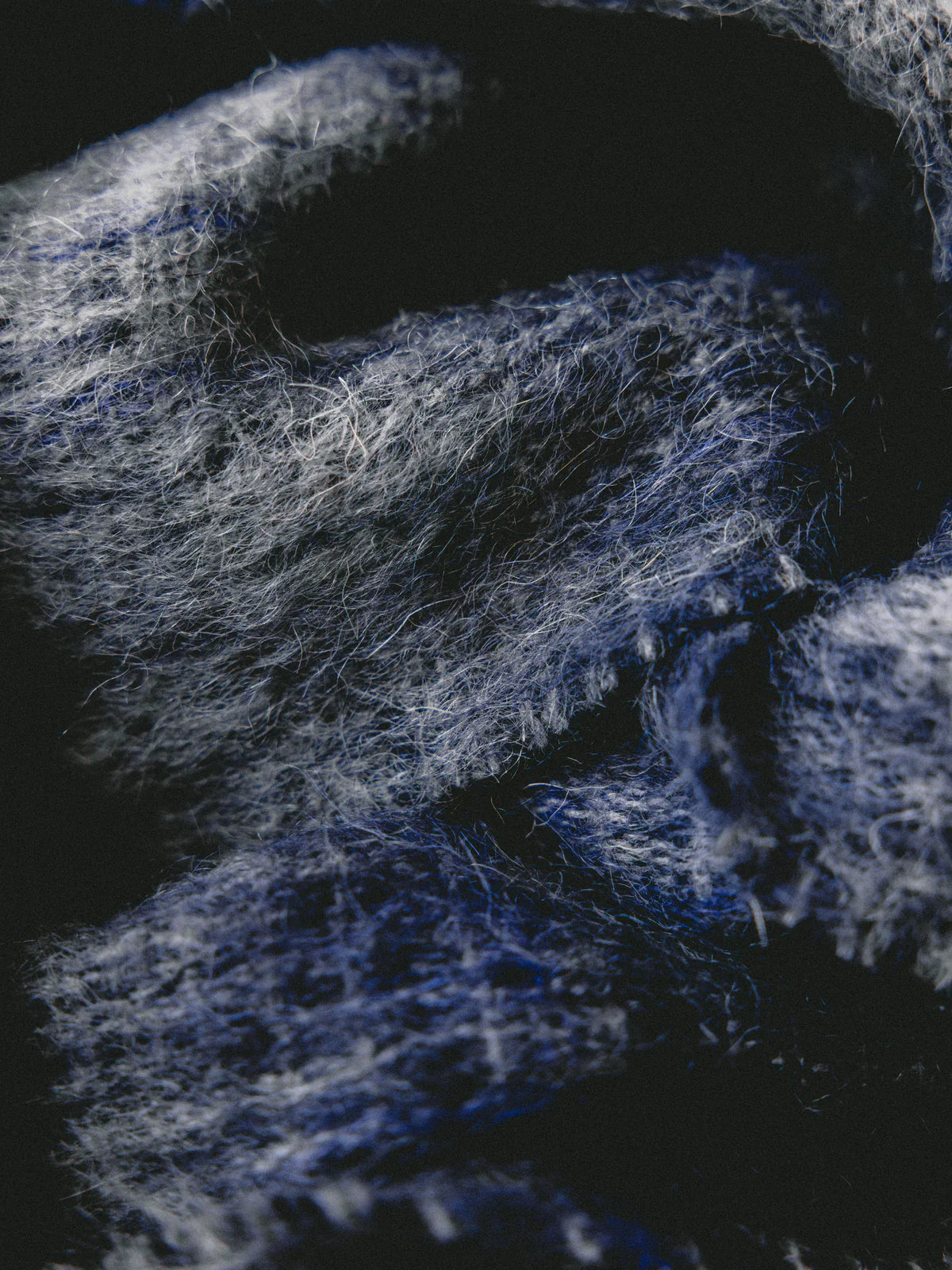 Muir Brushed Scarf - Navy Check Mohair Blend
