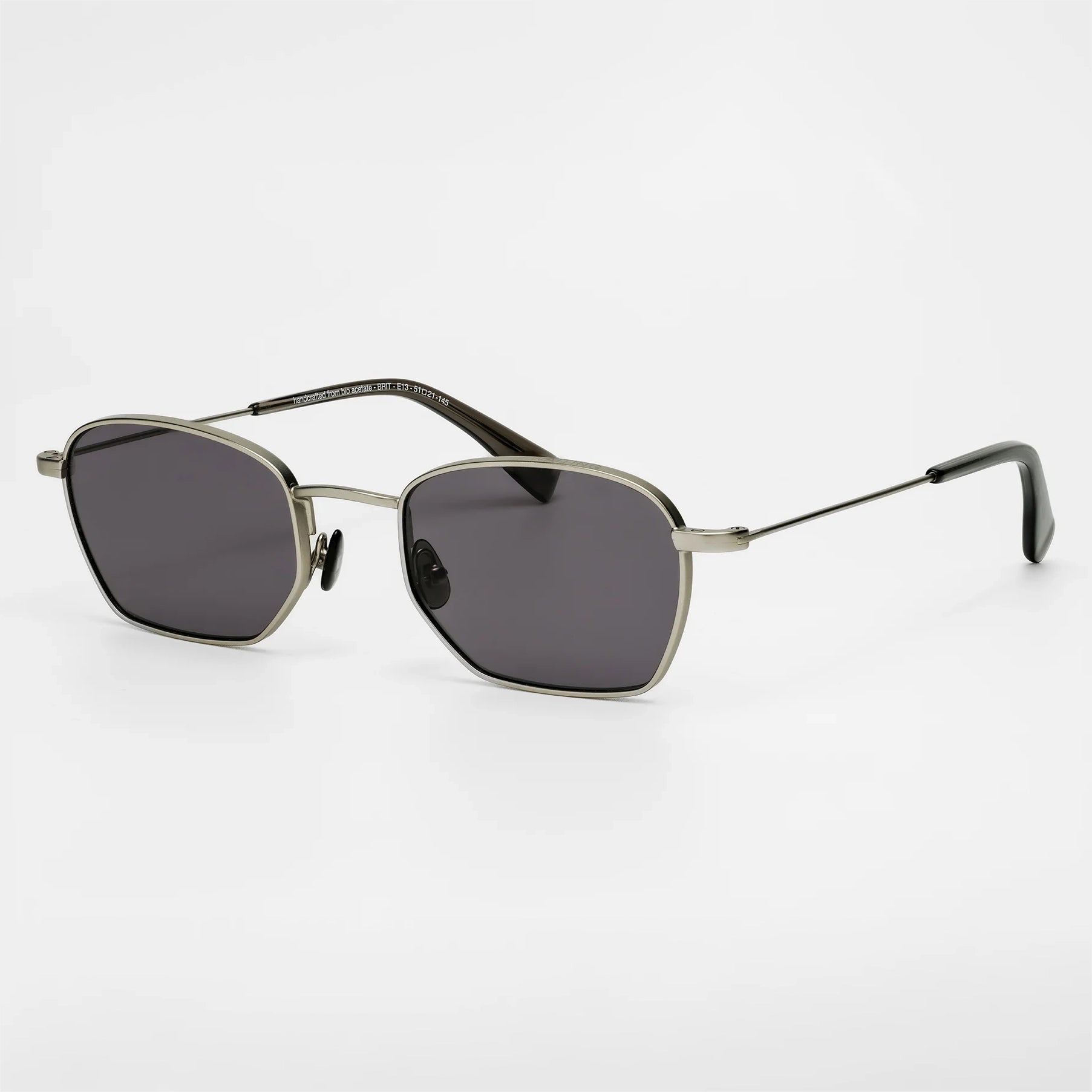 BRIT E13 Sunglasses - Matte Silver & Black Polarised Lens