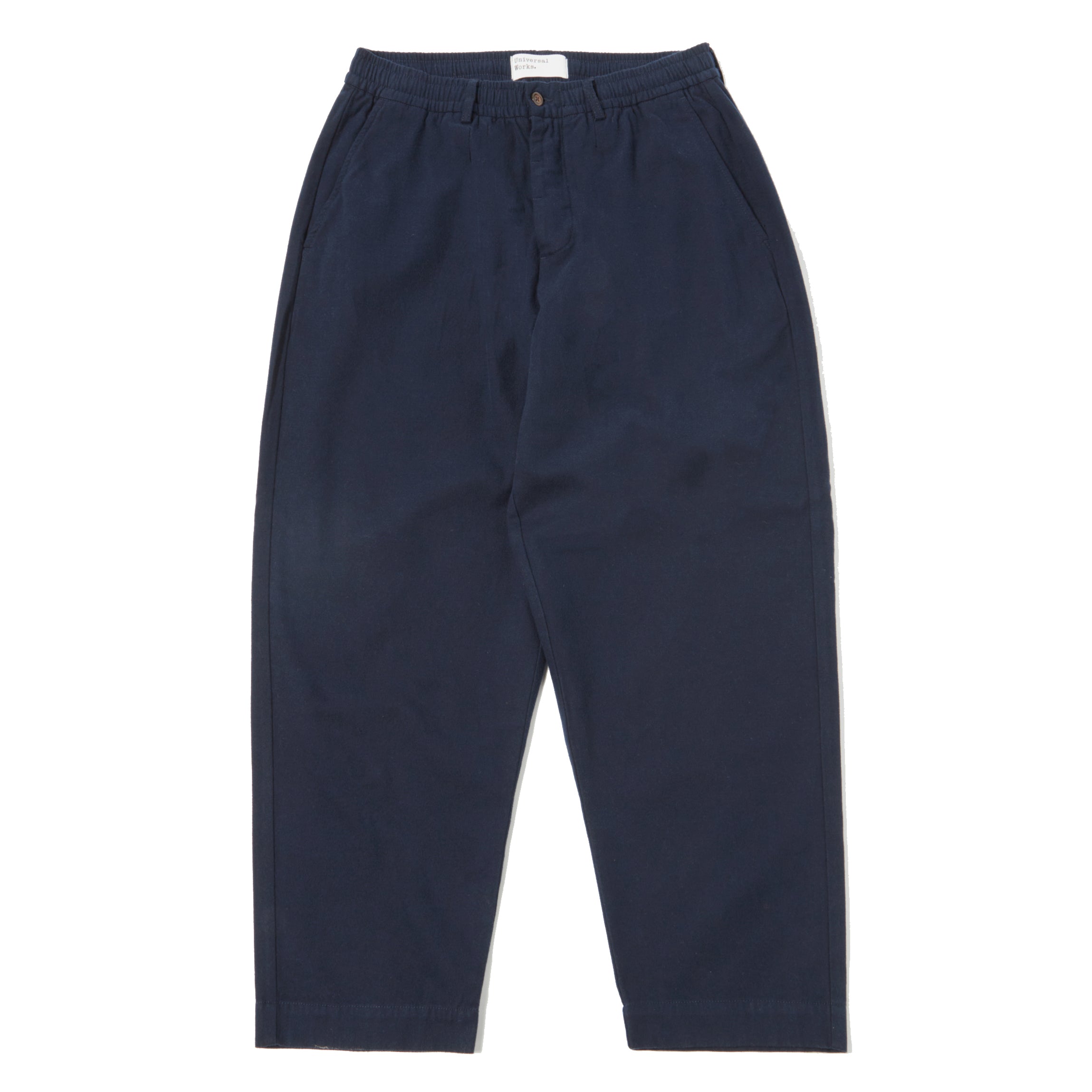 Pleated Track Pants - Navy Brushed Moleskin