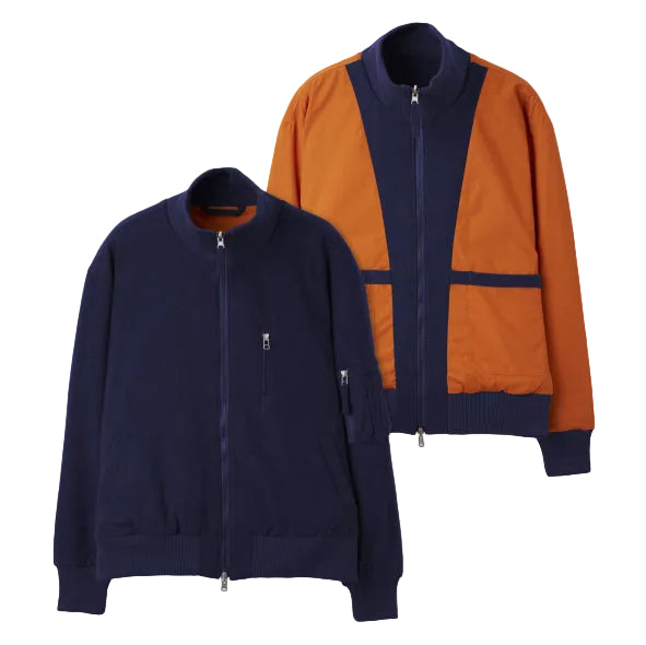 Reversible Army Bomber Jacket - Navy Mowbray Wool