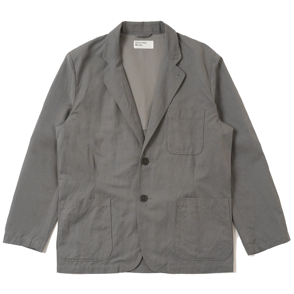 Two Button Jacket - Mid Grey Linen Slub Weave