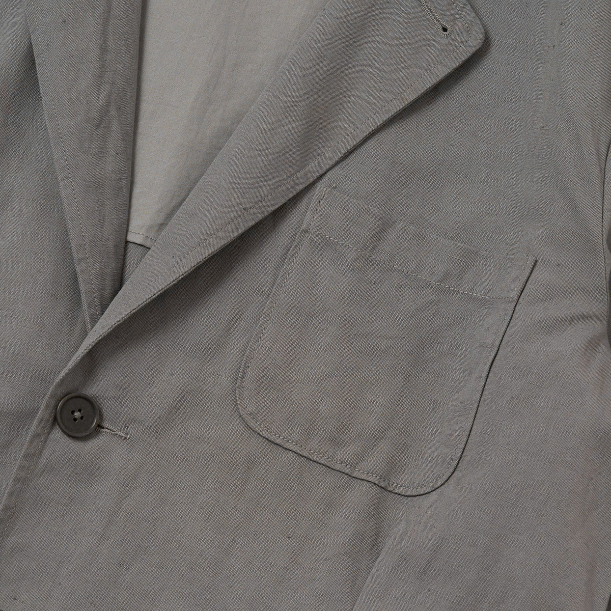 Two Button Jacket - Mid Grey Linen Slub Weave