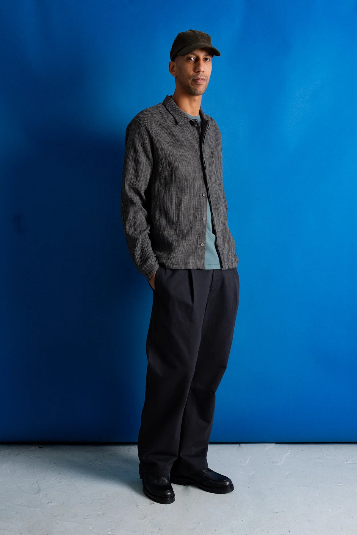 Patch Shirt - Black Mini Grid Check