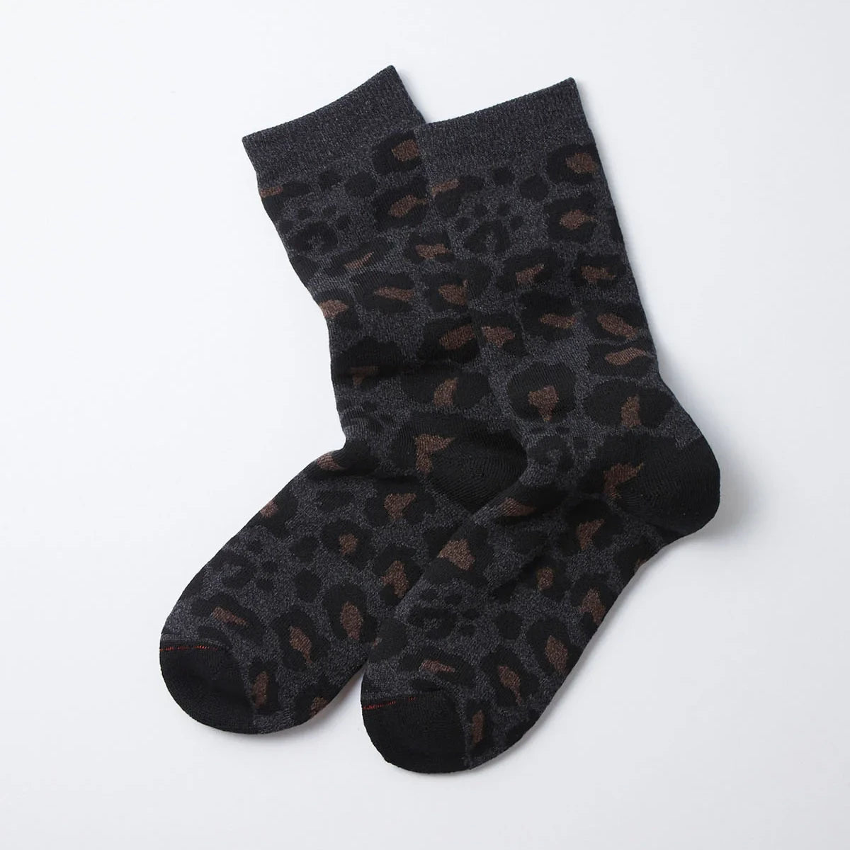 Pile Leopard Socks - Charcoal