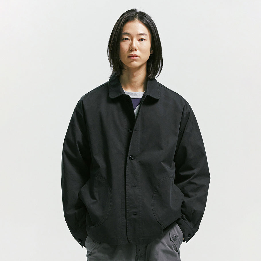 Round Patch Coverall Jacket - Black