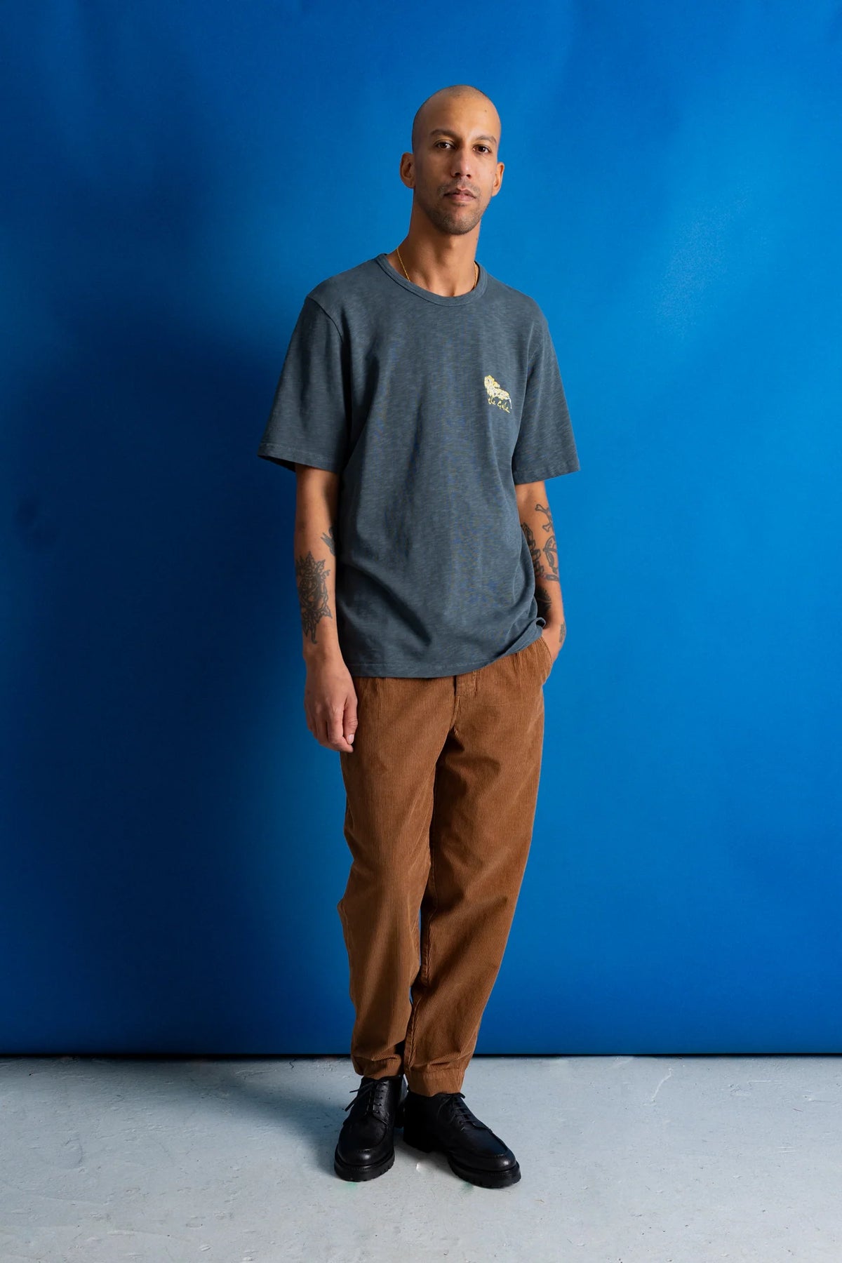 Slub Embroidered T-Shirt - Gale Tree | Folk x Goss Brothers
