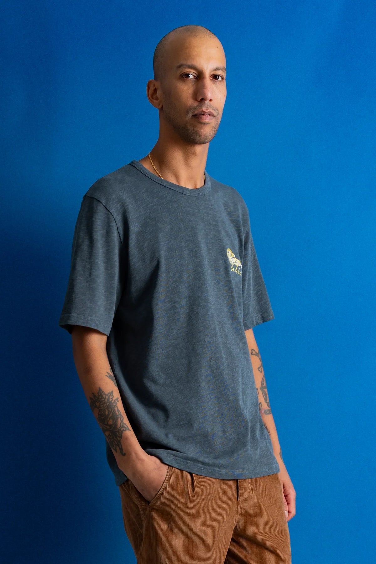 Slub Embroidered T-Shirt - Gale Tree | Folk x Goss Brothers