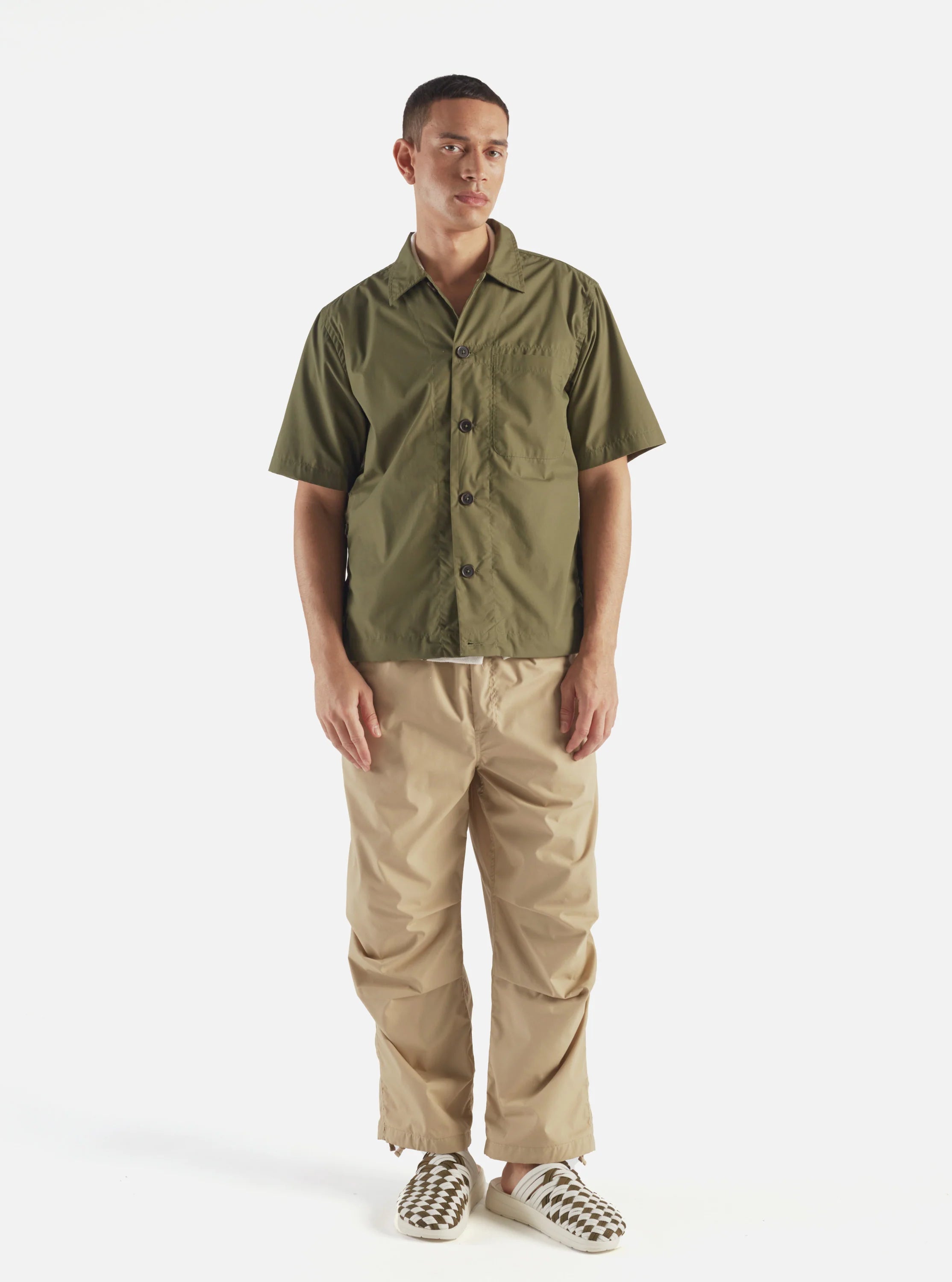 Short Sleeve Overshirt - Olive Recycled Poly Tech