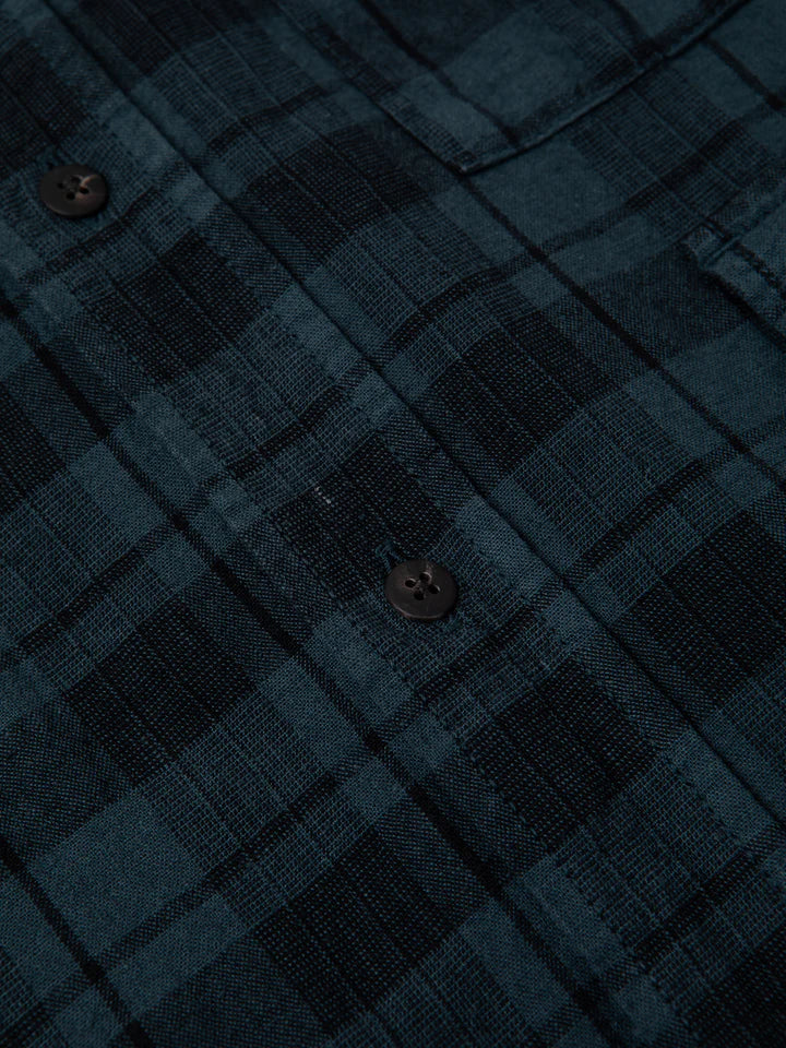 Kinnaird Shirt - Petrol Blue Check