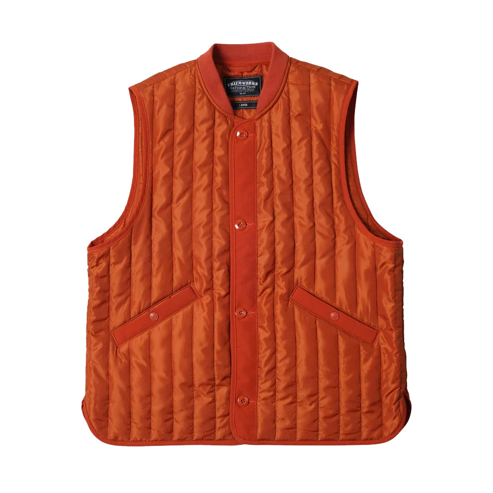 Polyester Stripe Quilted Mil Liner Vest - Orange