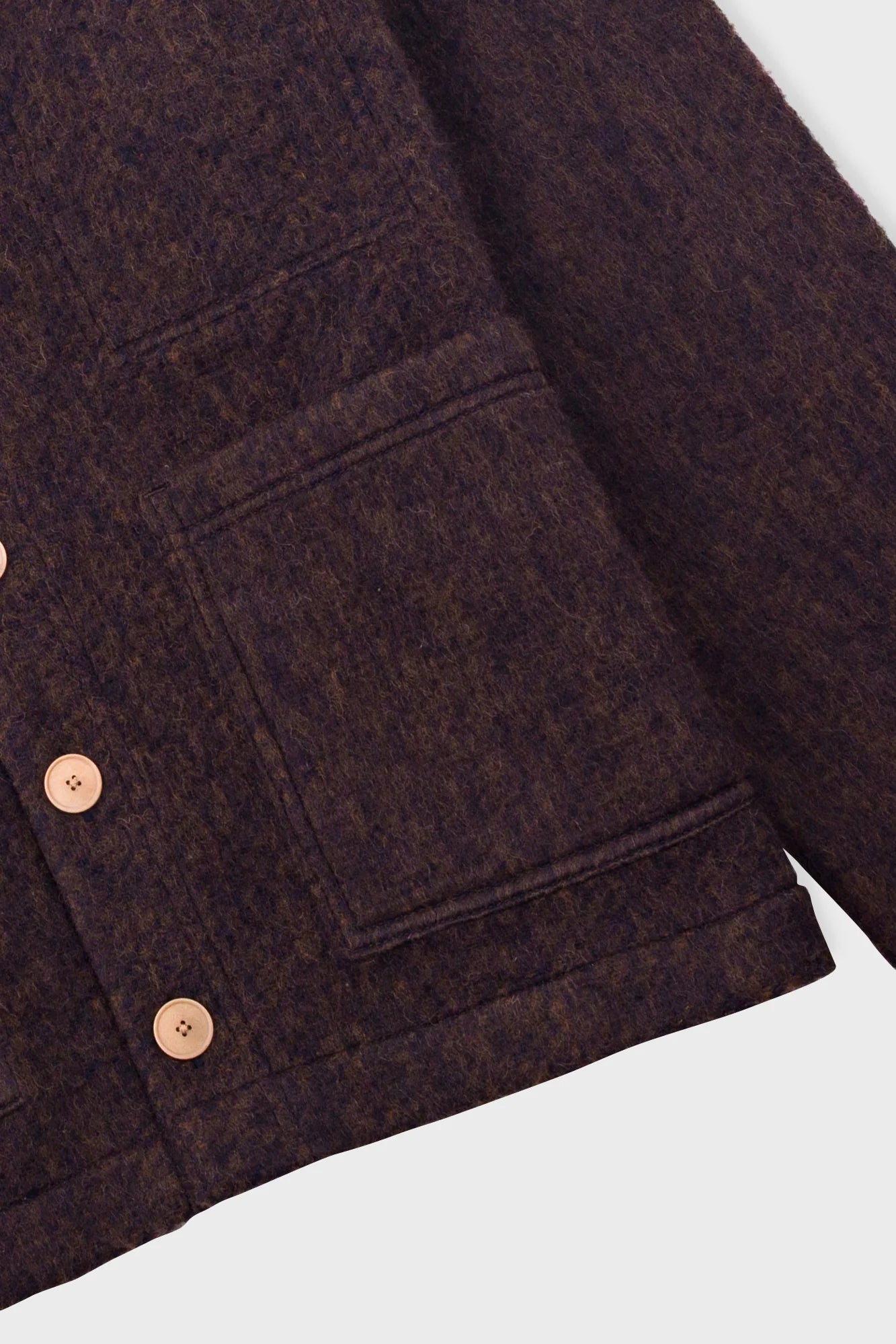 Pocket Cardigan - Navy Espresso Brushed Wool