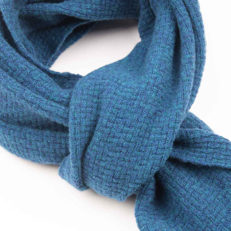 Basketweave Knitted Scarf - Petrol