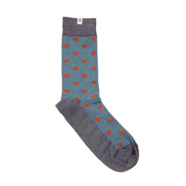 Dots & Chevron Socks - Grey/Turquoise