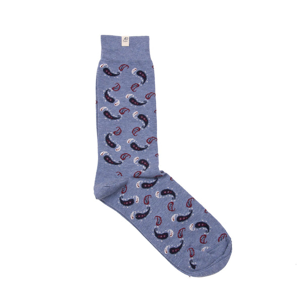 Paisley Socks - Grey/Blue
