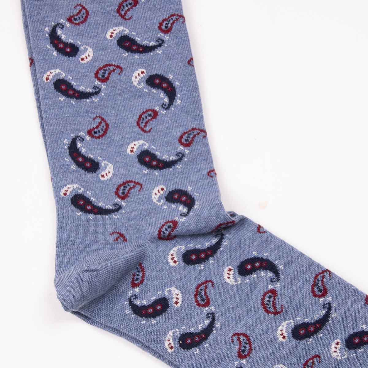 Paisley Socks - Grey/Blue