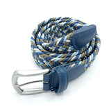 Woven Elasticated Belt - Blue/Olive/Grey