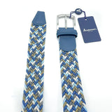 Woven Elasticated Belt - Blue/Olive/Grey