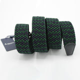 Woven Elasticated Belt - Green/Navy