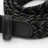 Woven Elasticated Belt - Green/Blue/Black